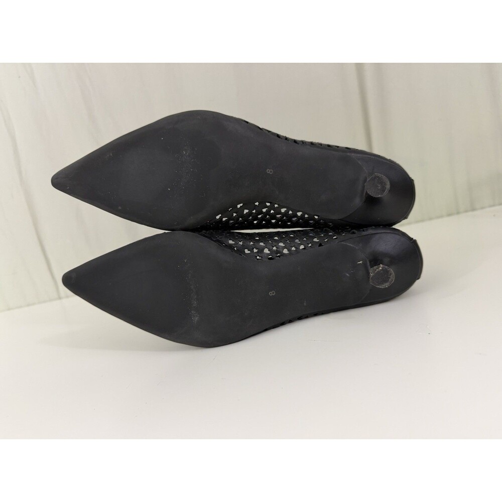 JEFFREY CAMPBELL Alter-Ego Kitten Heel Pump Black Laser-Cut Heart Star Sz 8 - Picture 8 of 13
